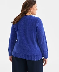 Style & Co Plus Crewneck Chenille Long-Sleeve Sweater, Macy's Exclusive