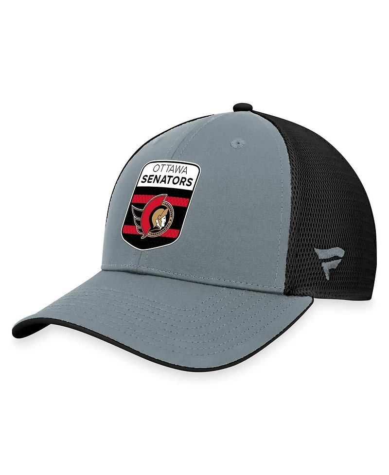 Fanatics Men's Gray/Black Ottawa Senators Authentic Pro Home Ice Trucker Adjustable Hat