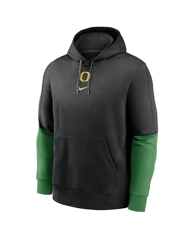 Nike Men's Black/Green Oregon Ducks 2024 Sideline Club Pullover Hoodie