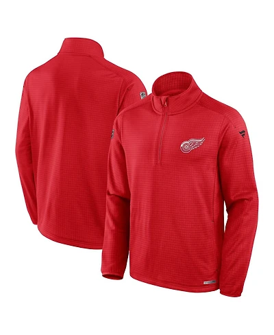 Fanatics Men's Red Detroit Wings Authentic Pro Rink Quarter-Zip Sweatshirt
