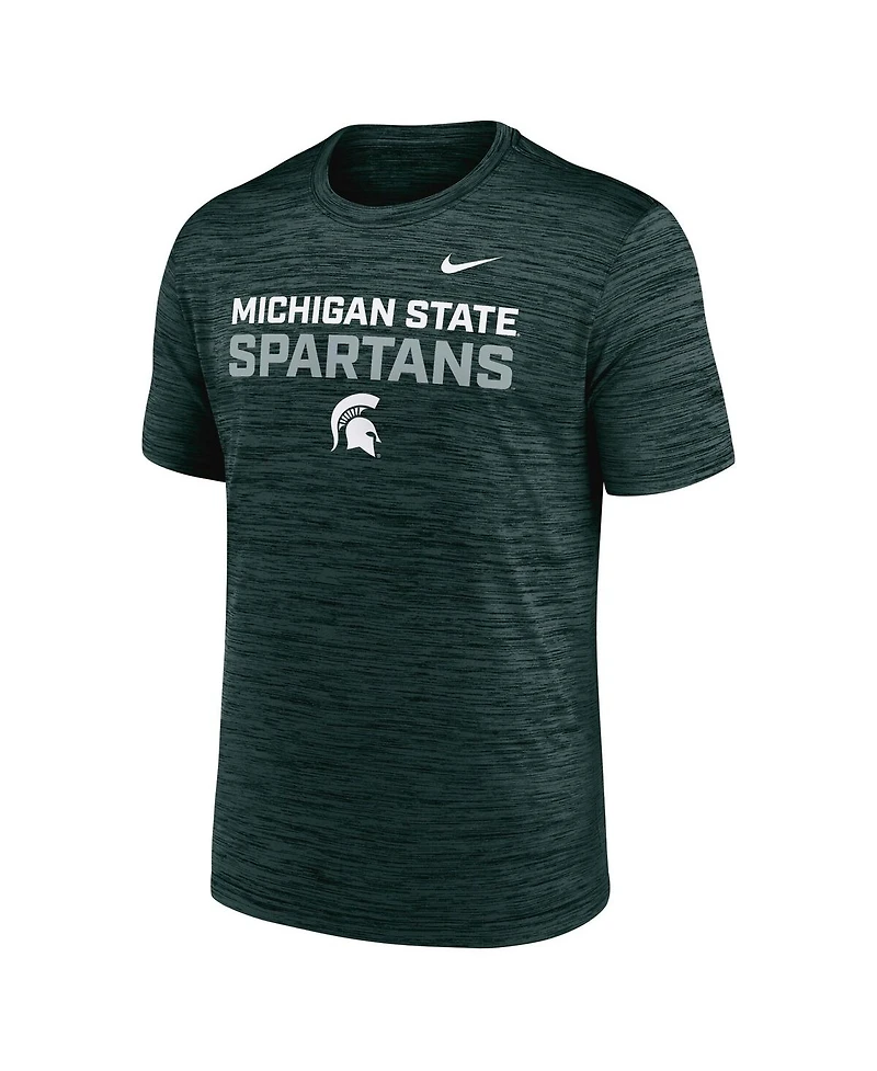 Nike Men's Green Michigan State Spartans Campus Center Stack Velocity Performance T-Shirt