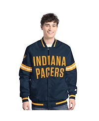 Starter Men's Navy/Gold Indiana Pacers Scout Full Snap Varsity Jacket