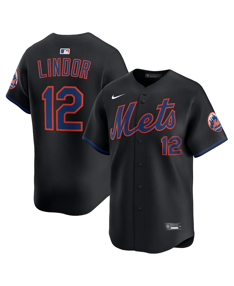 Nike Men's Francisco Lindor Black New York Mets Alternate Limited Jersey