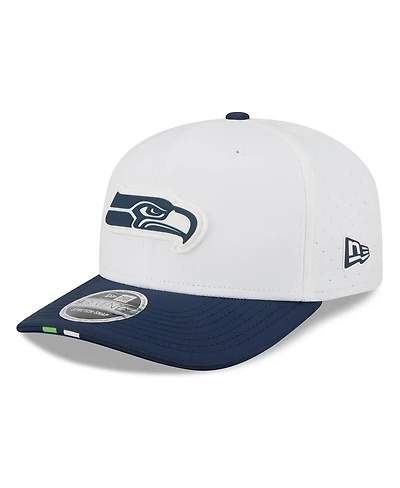 New Era Men's White/College Navy Seattle Seahawks 2025 Nfl Training Camp 9SEVENTY Adjustable Hat