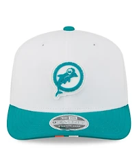 New Era Men's White/Aqua Miami Dolphins 2025 Nfl Training Camp Throwback Logo 9SEVENTY Adjustable Hat