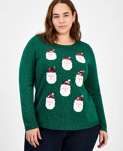 Holiday Lane Plus Smile-Santa-Graphic Sweater