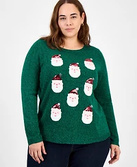 Holiday Lane Plus Smile-Santa-Graphic Sweater