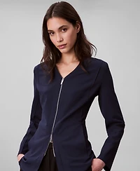 Calvin Klein Women's Stretch Crepe Zip Front Jacket