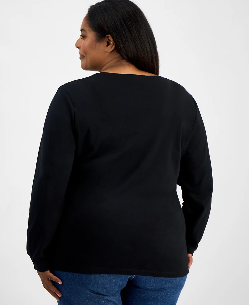 Holiday Lane Plus Truck Long-Sleeve T-Shirt, Macy's Exclusive