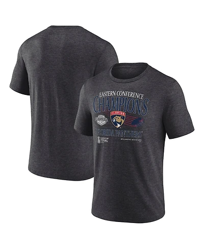 Fanatics Men's Heather Charcoal Florida Panthers 2025 Eastern Conference Champions Old School Tri-Blend T-Shirt