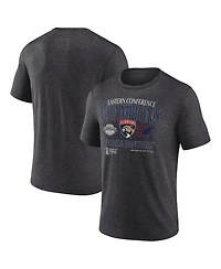 Fanatics Men's Heather Charcoal Florida Panthers 2025 Eastern Conference Champions Old School Tri-Blend T-Shirt