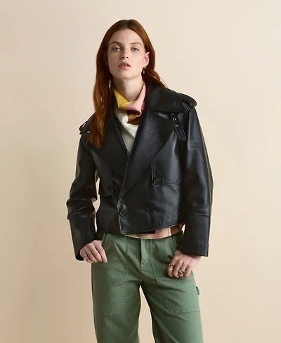 Furniq Uk Women's Leather Jacket, Black