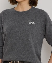 Lauren Ralph Lauren Women's Embroidered Cashmere Crewneck Sweater