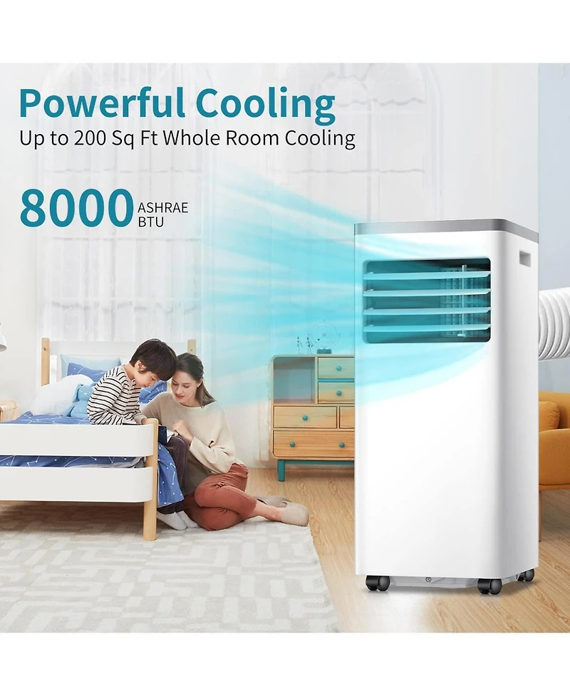 Zafro 8,000 Btu Portable Ac for Rooms up to 350 Sq.ft – Quiet, Remote Control, Digital Display, Easy Install Window Kit, Ideal for Home & Offic
