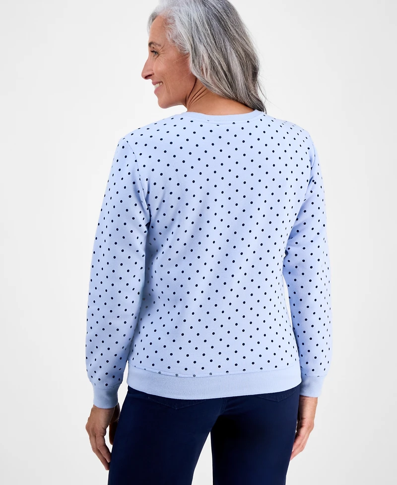 Style & Co Petite Polka Dot Crewneck Sweatshirt, Macy's Exclusive
