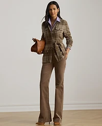 Lauren Ralph Women's Plaid Belted Double-Knit Blazer