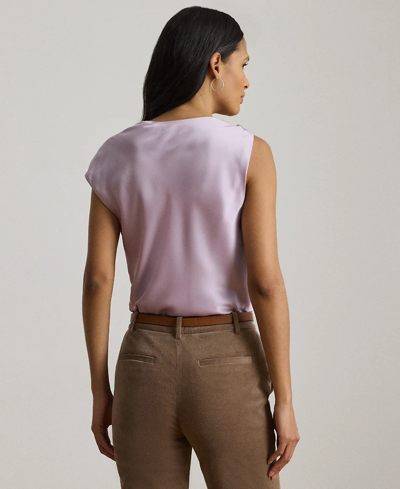 Lauren Ralph Women's Charmeuse Asymmetrical Blouse