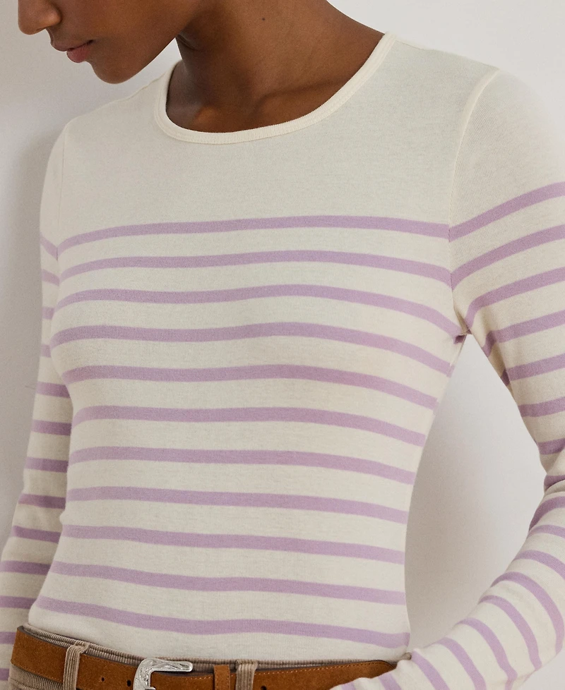 Lauren Ralph Women's Striped Cotton Long-Sleeve Tee