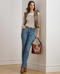 Lauren Ralph Women's Striped Cotton Long-Sleeve Tee