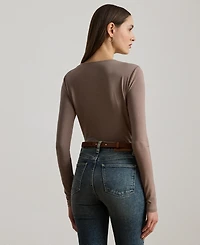 Lauren Ralph Women's Stretch Jersey Asymmetrical Top