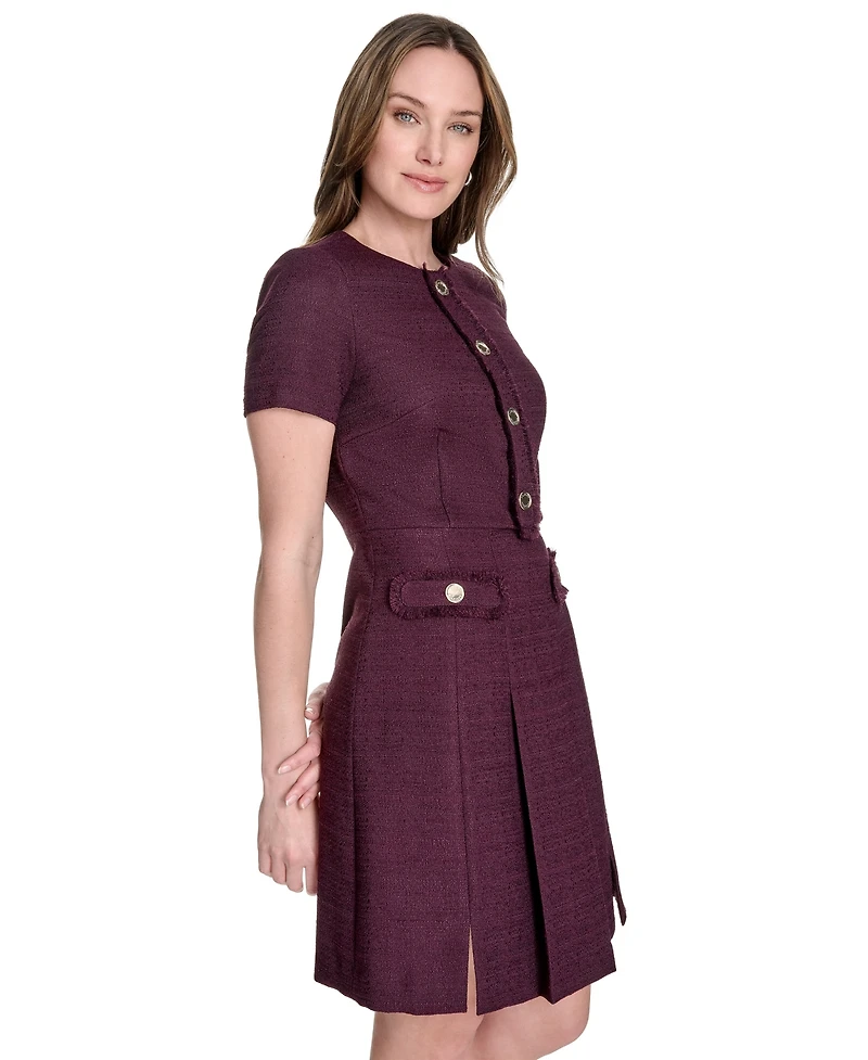 Tommy Hilfiger Women's Round-Neck Fringe-Trim Dress