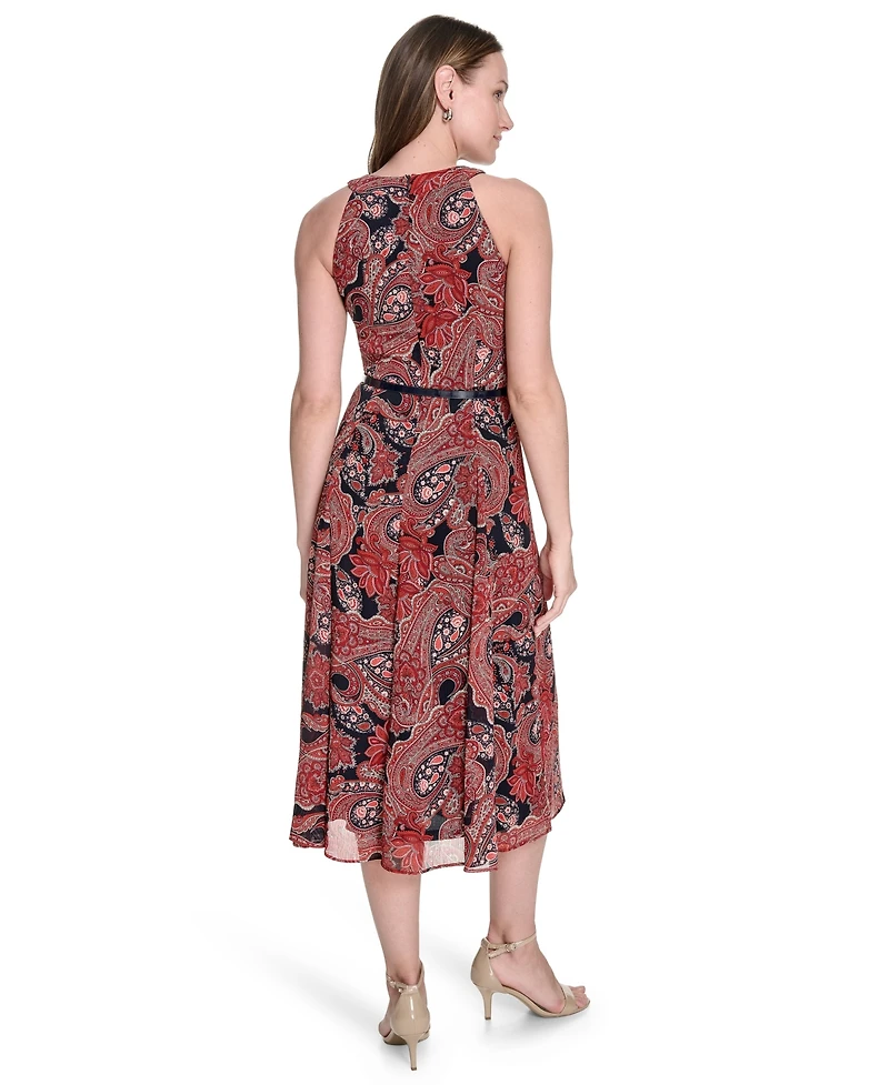 Tommy Hilfiger Women's Chiffon Printed Halter Midi Dress