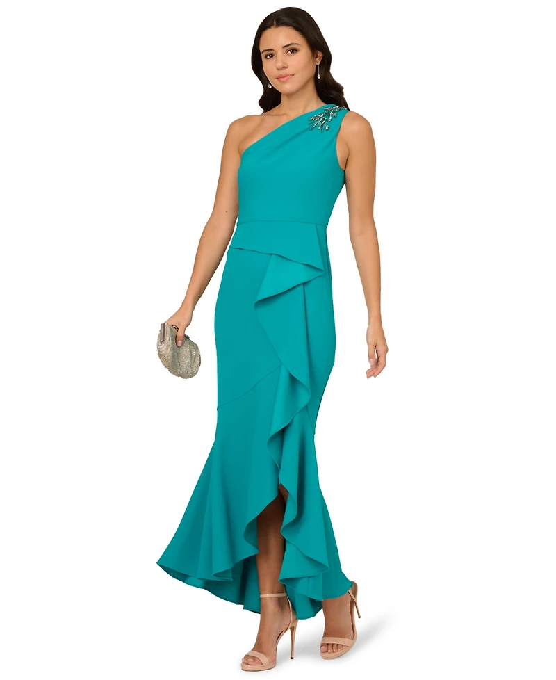 Adrianna Papell Women's Beaded One-Shoulder Gown