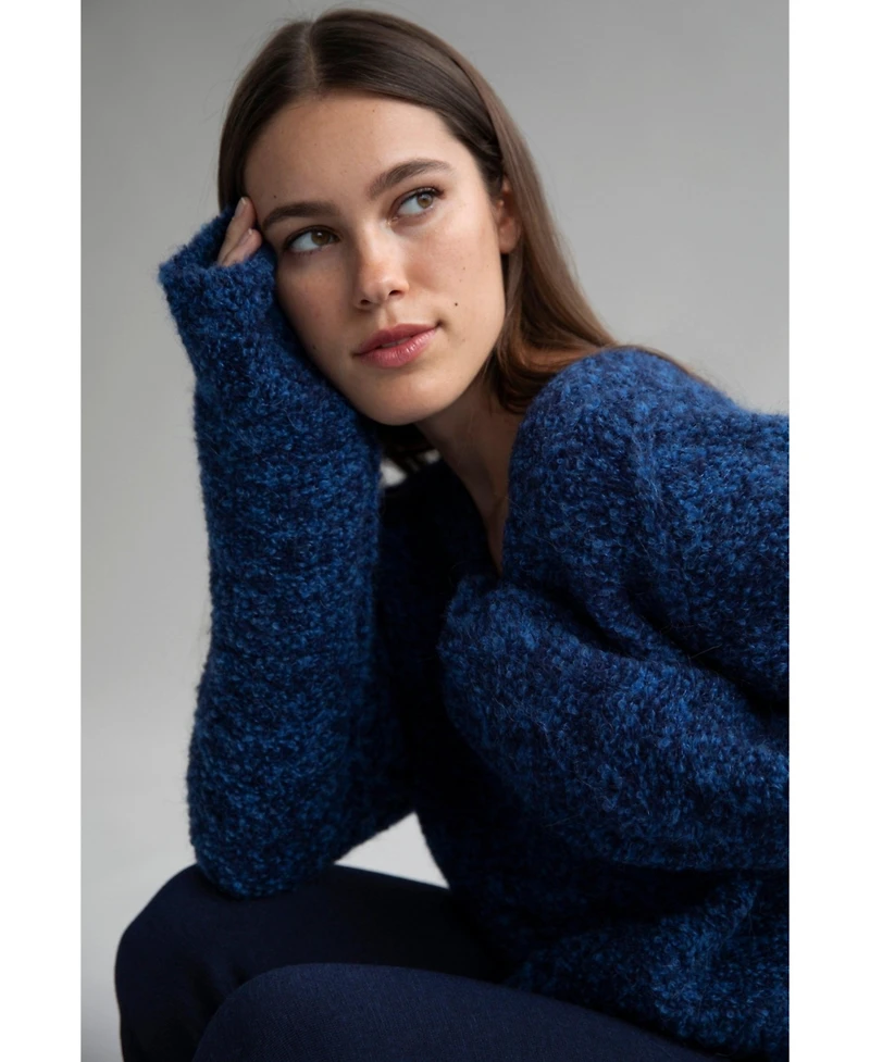 Sskein Women's V-Neck Tonal Boucle Sweater