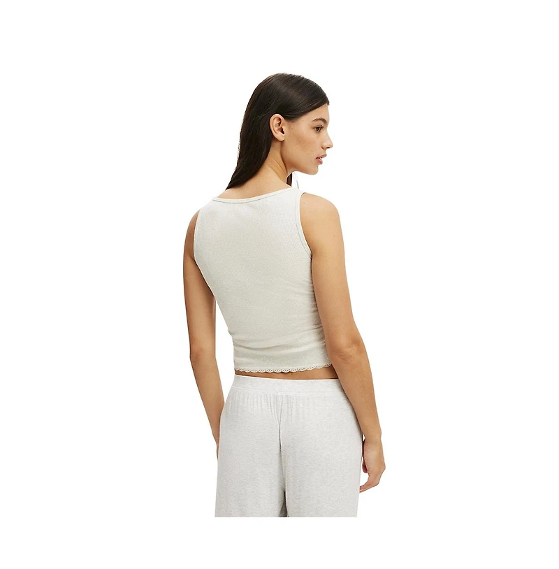 Cotton On Women's Rib Lace Ruched Tank
