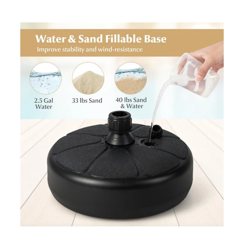 27 lbs Fillable Round Umbrella Base Stand for Yard Garden Poolside