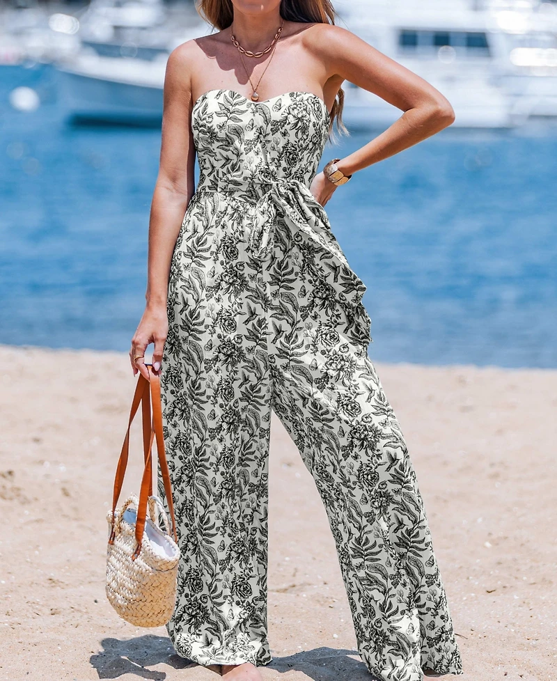 Cupshe Women's Noir Enchantment Floral Jumpsuit
