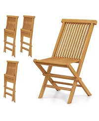 Costway Patio Chairs Set of with Slatted Seat & Backrest No Assembly Needed for Poolside