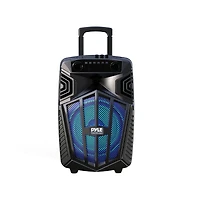 Pyle 10" Bluetooth Portable Pa Speaker – Karaoke Party Speaker with Wireless Mics, Stand, Rechargeable Battery, Flashing Lights, MP3/Usb/F