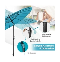 9 Feet Round Patio Umbrella with 18 Fiberglass Ribs