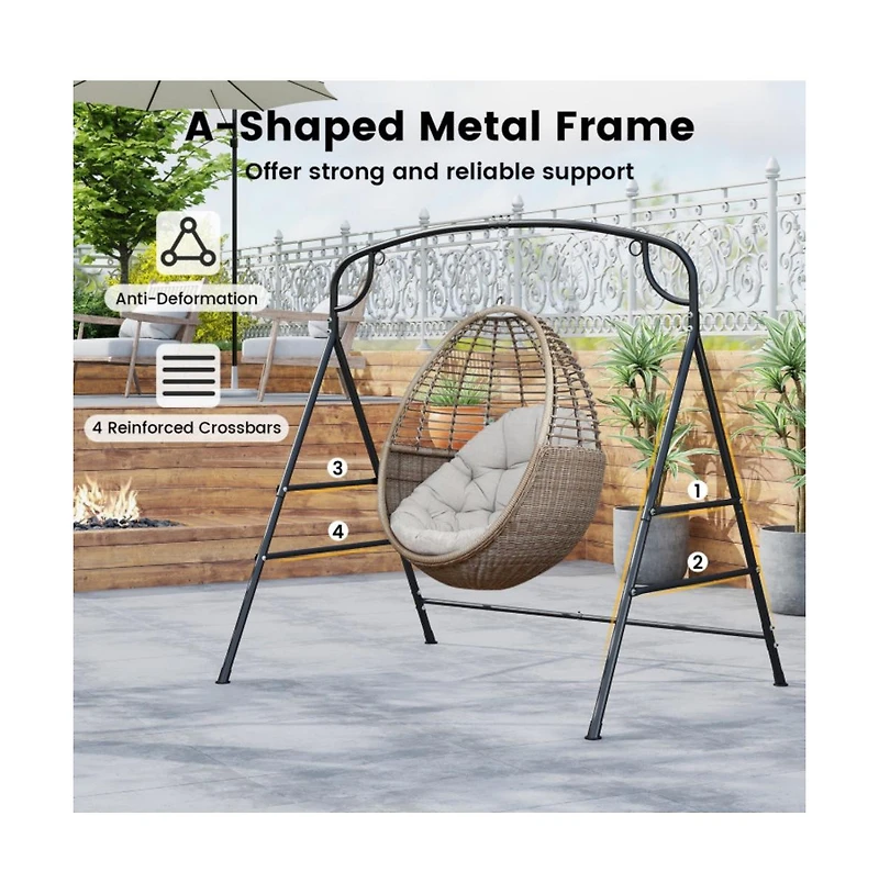Outdoor Metal Swing Stand with 4 Support Bars and 2 Hanging Ways