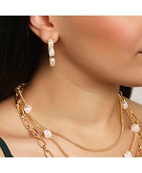 Bcbg Faux Pearl Accent Hoop Earrings