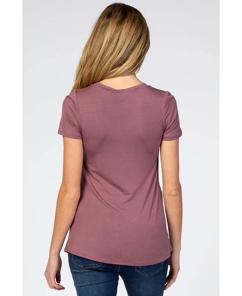 Pinkblush Mauve Layered Wrap Front Maternity Nursing Top