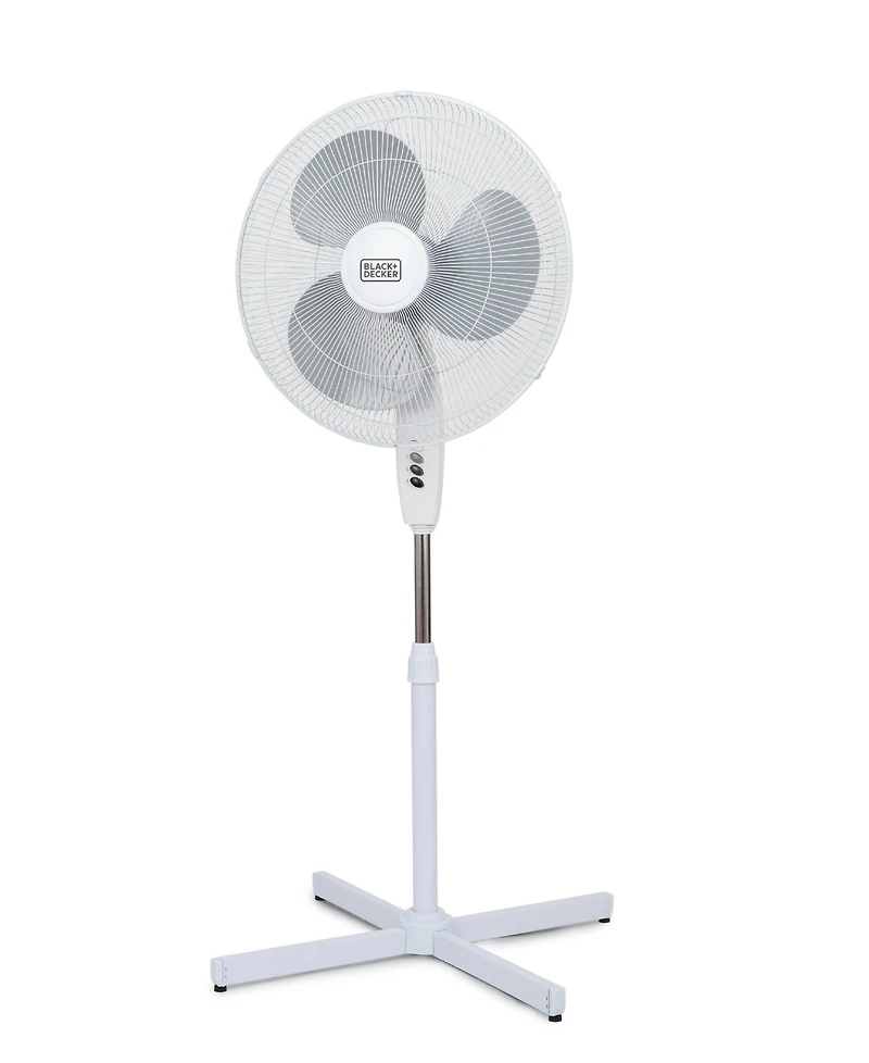 Black+Decker 18-Inch Pedestal Fan, BFP18SXW, Oscillating Fan for Home and Office, White