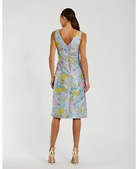Mac Duggal Women's Floral Brocade Sleeveless Midi Dress With Bow