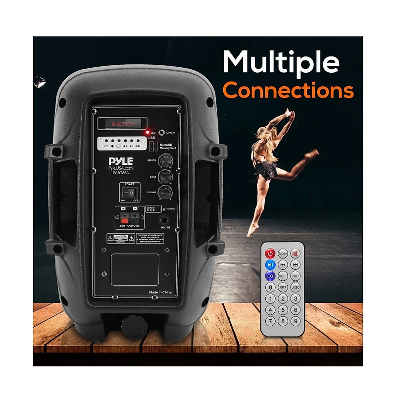 Pyle 800W Portable Bluetooth Pa Speaker – 8” Subwoofer, Led Battery Indicator, Rechargeable, MP3/Usb/Sd, Uhf Wireless Mic