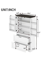 Casainc Modern Farmhouse Wooden Cabinet with Sturdy Frame, Storage Divider & Drawers for Living Room and Office