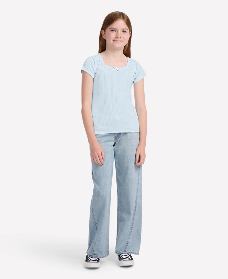 abercrombie kids Girls Pointelle Knit Square Neck T-Shirt