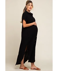 Pinkblush Maternity Charcoal Button Down Midi Dress