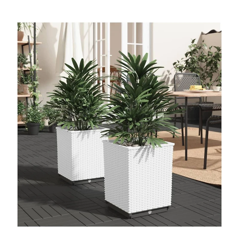 vidaXL Planters 2 pcs White 11.8"x11.8"x14.6" Polypropylene