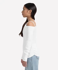 abercrombie kids Girls Asymmetrical Ruched Long Sleeve T-Shirt