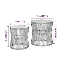 vidaXL Patio Side Tables 2 pcs with Wooden Top Beige Poly Rattan
