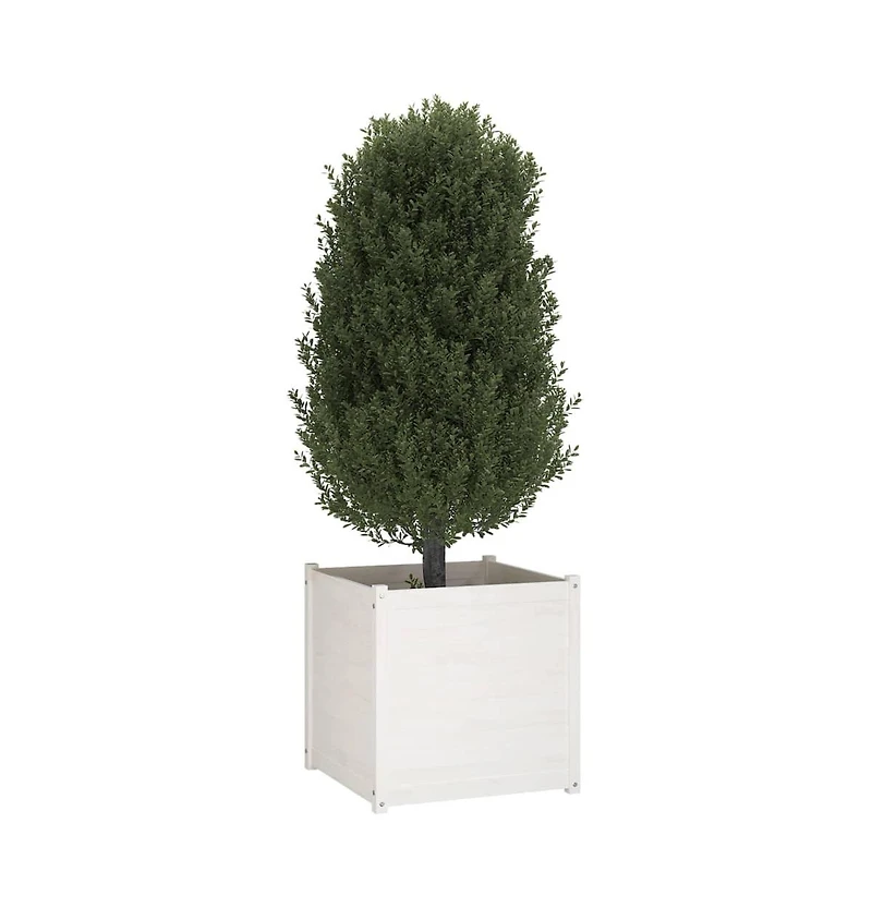 vidaXL Garden Planter White 27.6"x27.6"x27.6" Solid Wood Pine