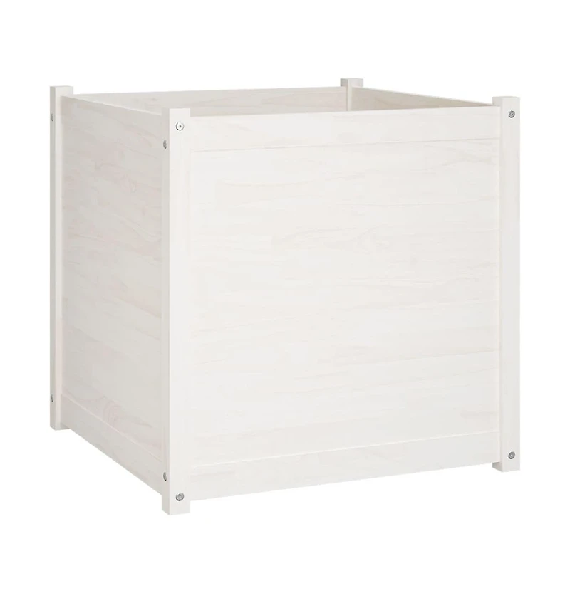 vidaXL Garden Planter White 27.6"x27.6"x27.6" Solid Wood Pine