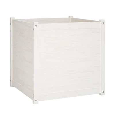 vidaXL Garden Planter White 27.6"x27.6"x27.6" Solid Wood Pine