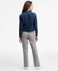 Jones New York Womens Denim Trucker Jacket Knit Shell Pull On Pants